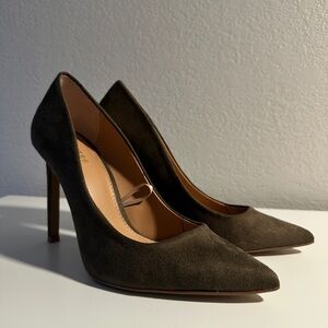 Green Suede Pointy Toe Heels